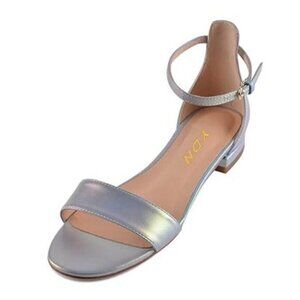 YDN Womens Chic Block Low Heel Sandals Open Toe Ankle Strap Patent Comfortable